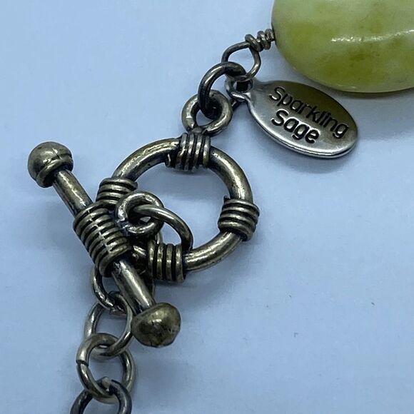 Sparkling Sage Yellow Stone & Sterling Silver Bracelet w/ Toggle Clasp - Picture 3 of 6